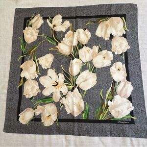 •Dolce & Gabbana Signed 100% Silk Floral Scarf 35”x36”
